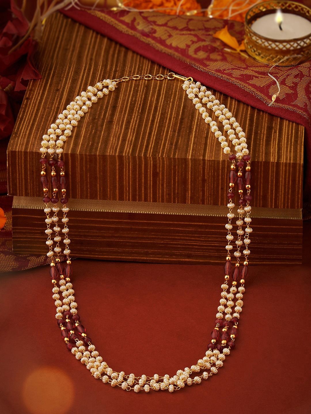 

Zaveri Pearls Gold-Plated Beaded Layered Necklace