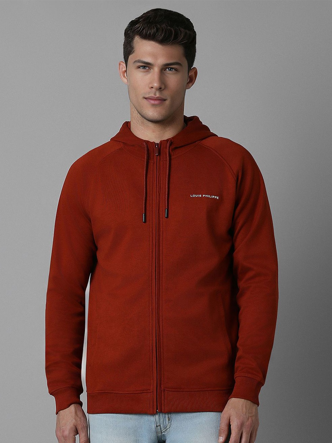 

Louis Philippe Men Hooded Sweatshirt, Maroon