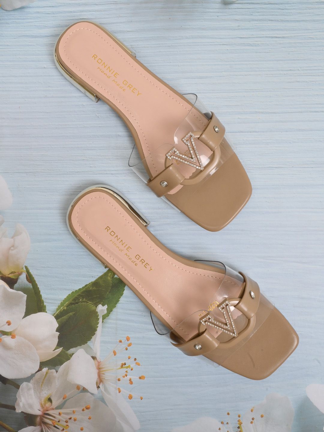 

Ronnie Grey Women Embellished Open Toe Flats, Khaki