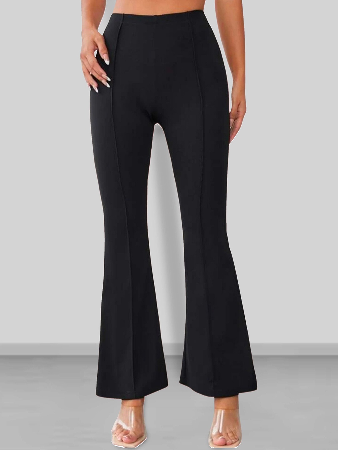 

Dream Beauty Fashion Women Flared Easy Wash Pleated Trousers, Black