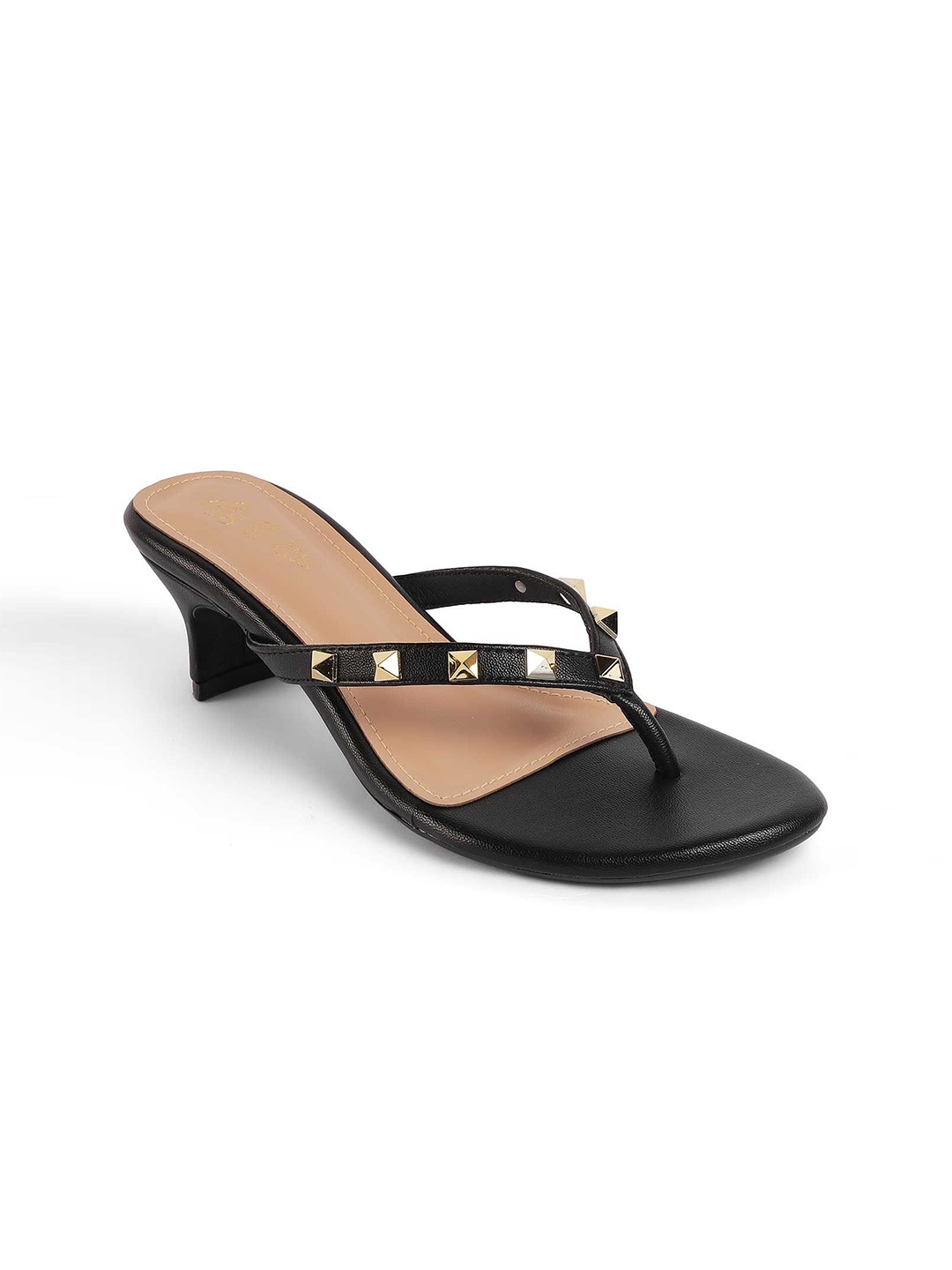 

Tresmode Embellished Leather Block Heel Sandals, Black