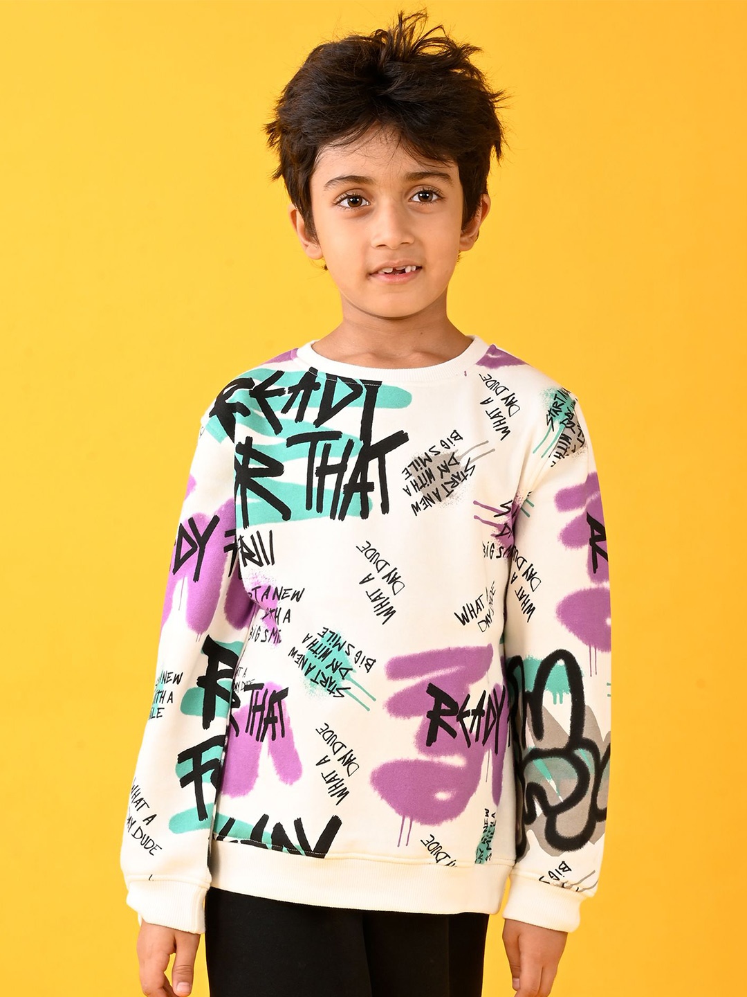 

Anthrilo Boys Printed Pullover Sweatshirt, White