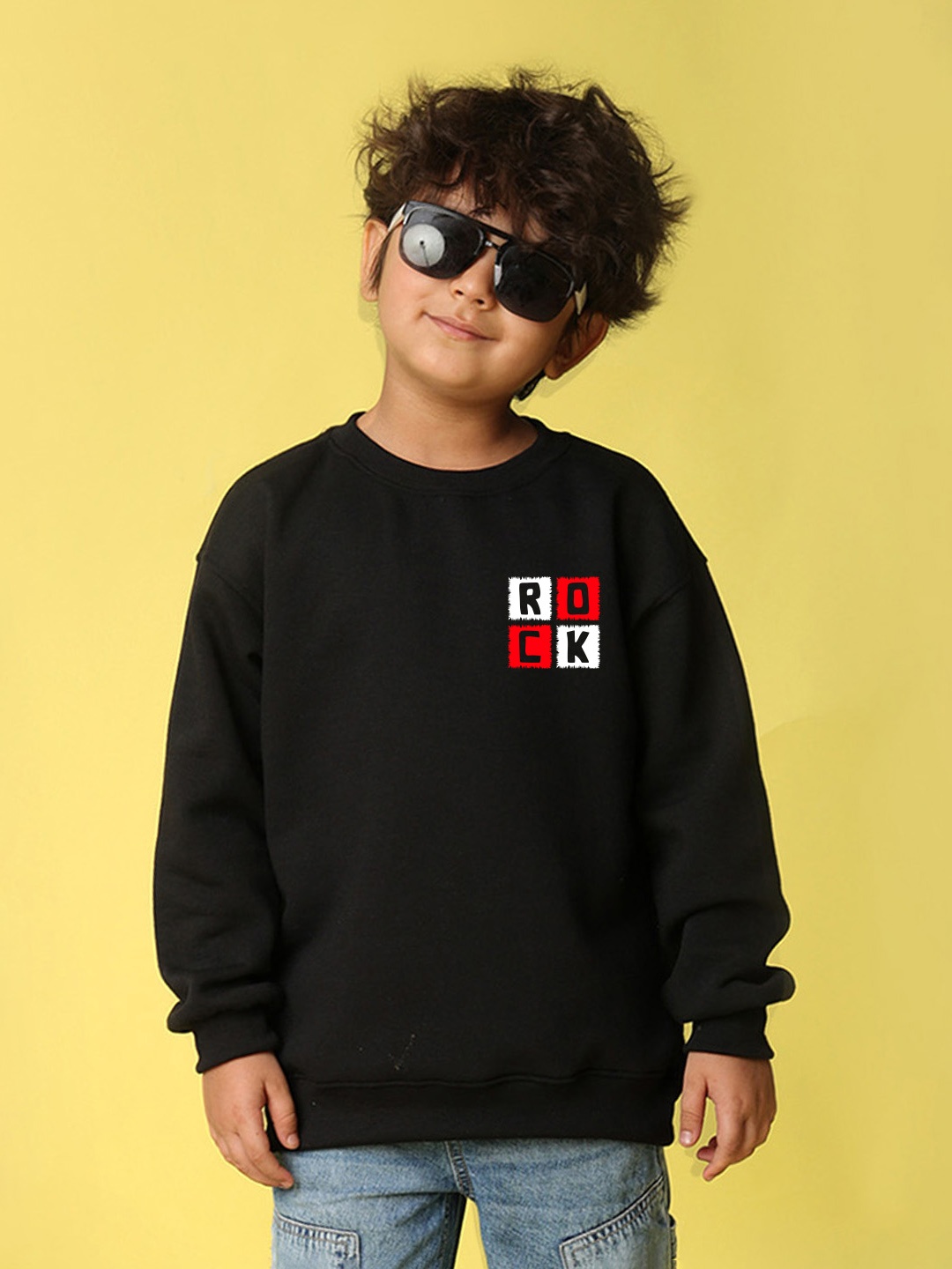 

NUSYL Boys Printed Oversized Sweatshirt, Black