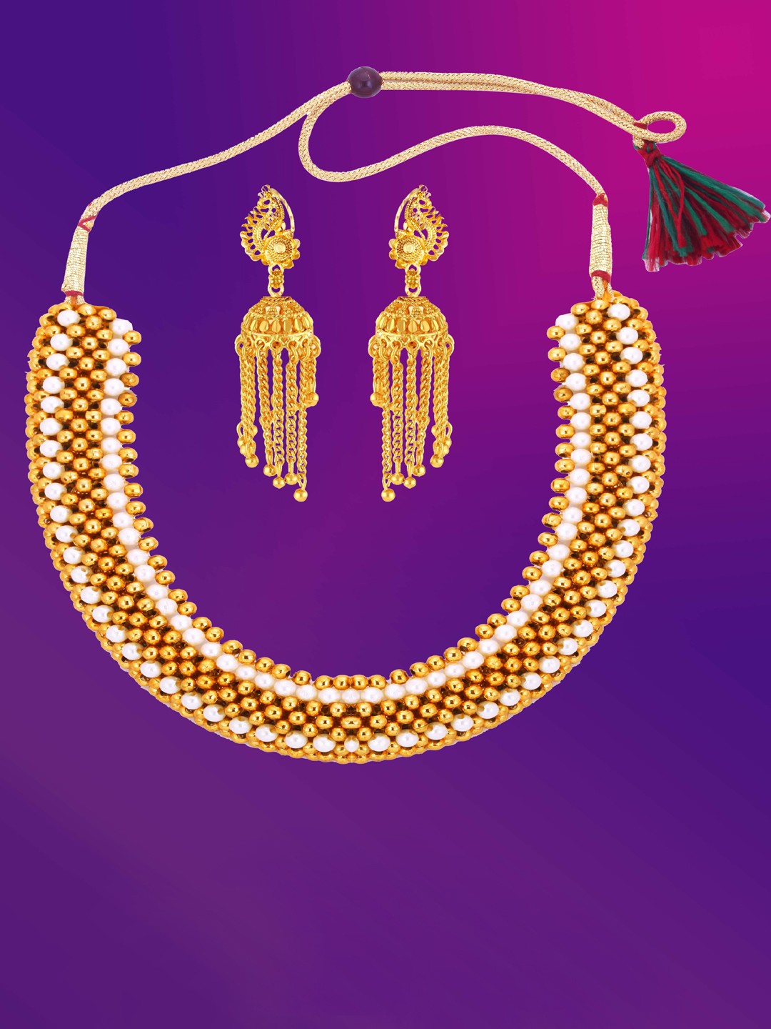 

Lila Gold-Plated Beaded Jewellery Set