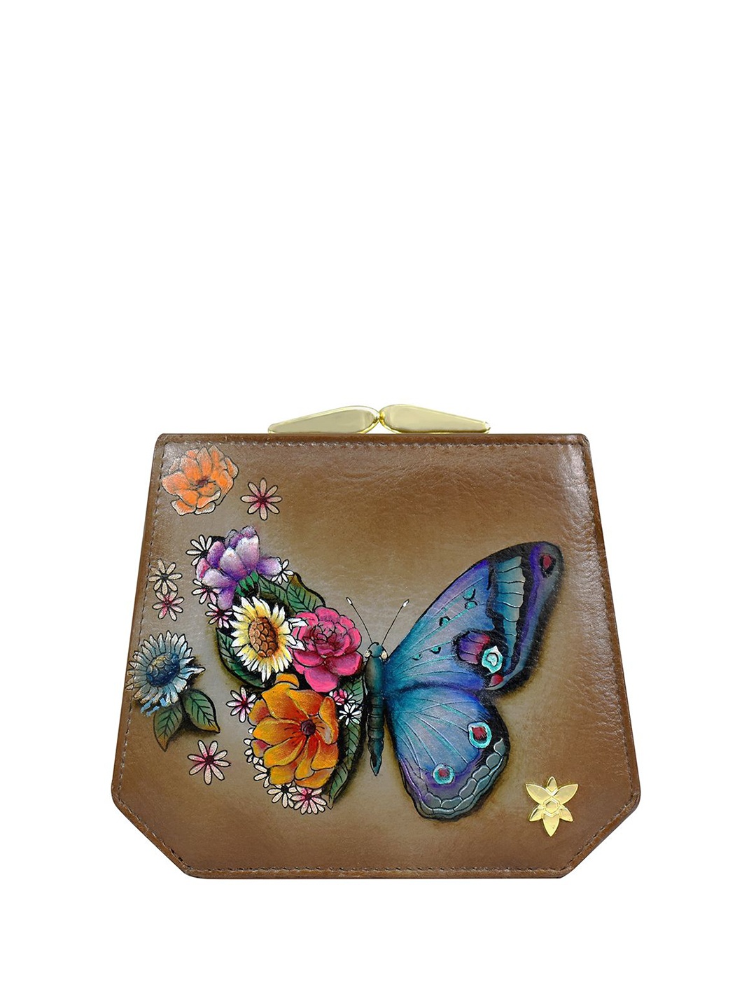 

Anuschka Women Floral Printed Leather Two Fold Wallet, Bronze
