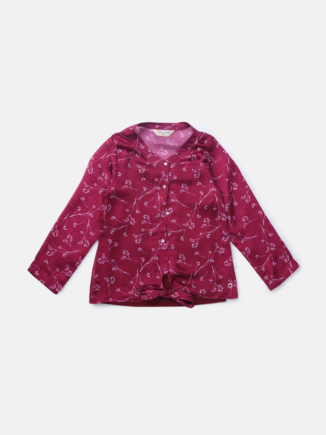 

Gini and Jony Girls Tropical Printed V-Neck Cotton Top, Maroon