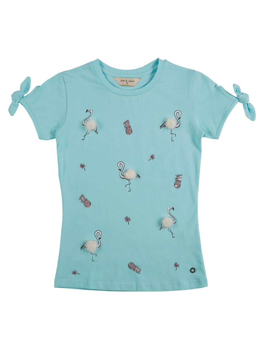 

Gini and Jony Girls Conversational Printed Round Neck Cotton Top, Blue