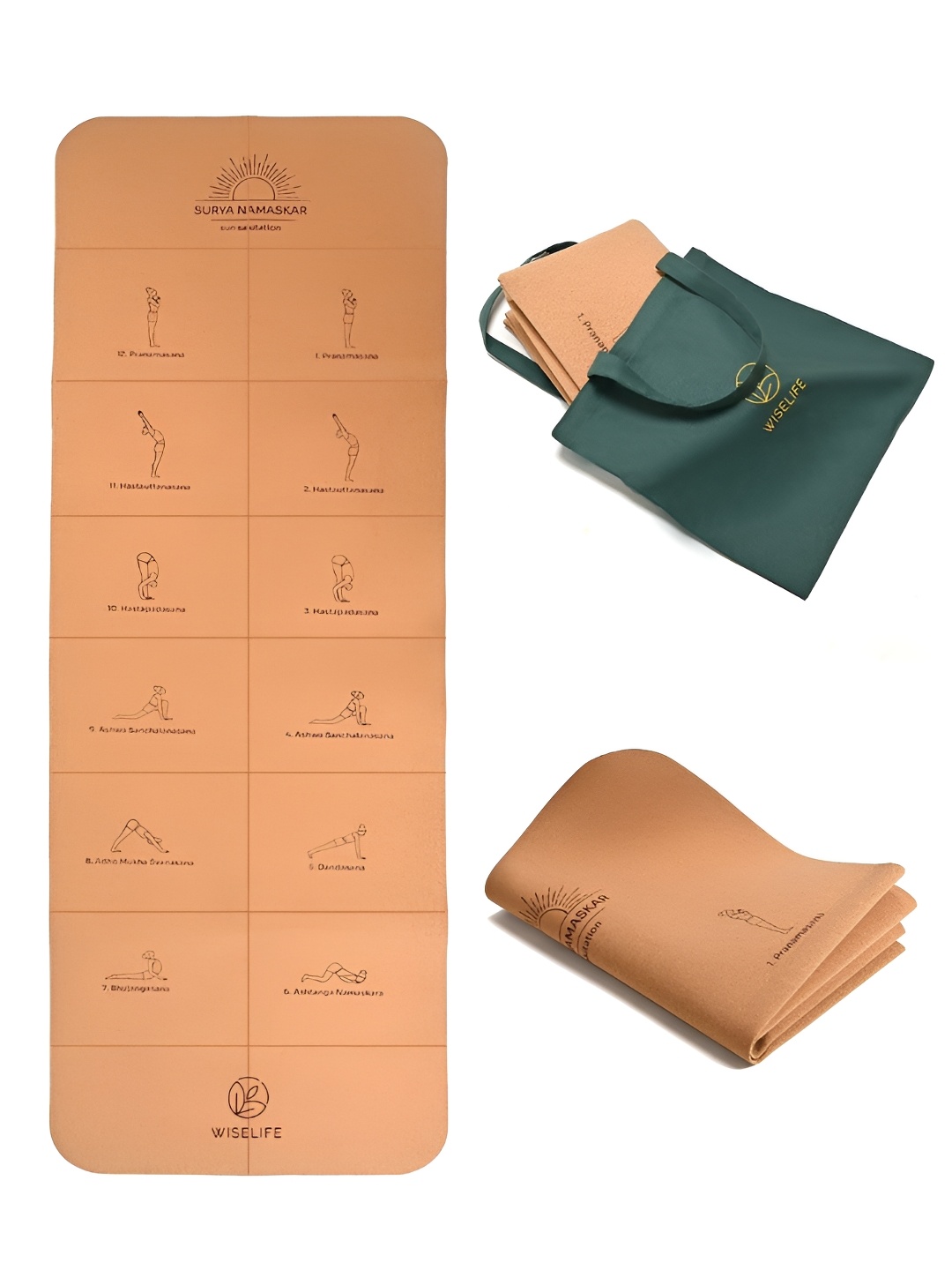 

WiseLife Brown Printed Rectangular Anti-Skid Yoga Mat With Carry Bag