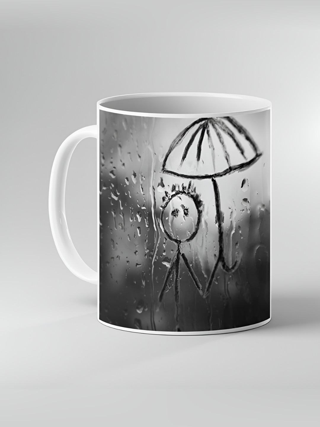 

Keviv White & Grey Graphic Printed Ceramic Glossy Mug 325ml