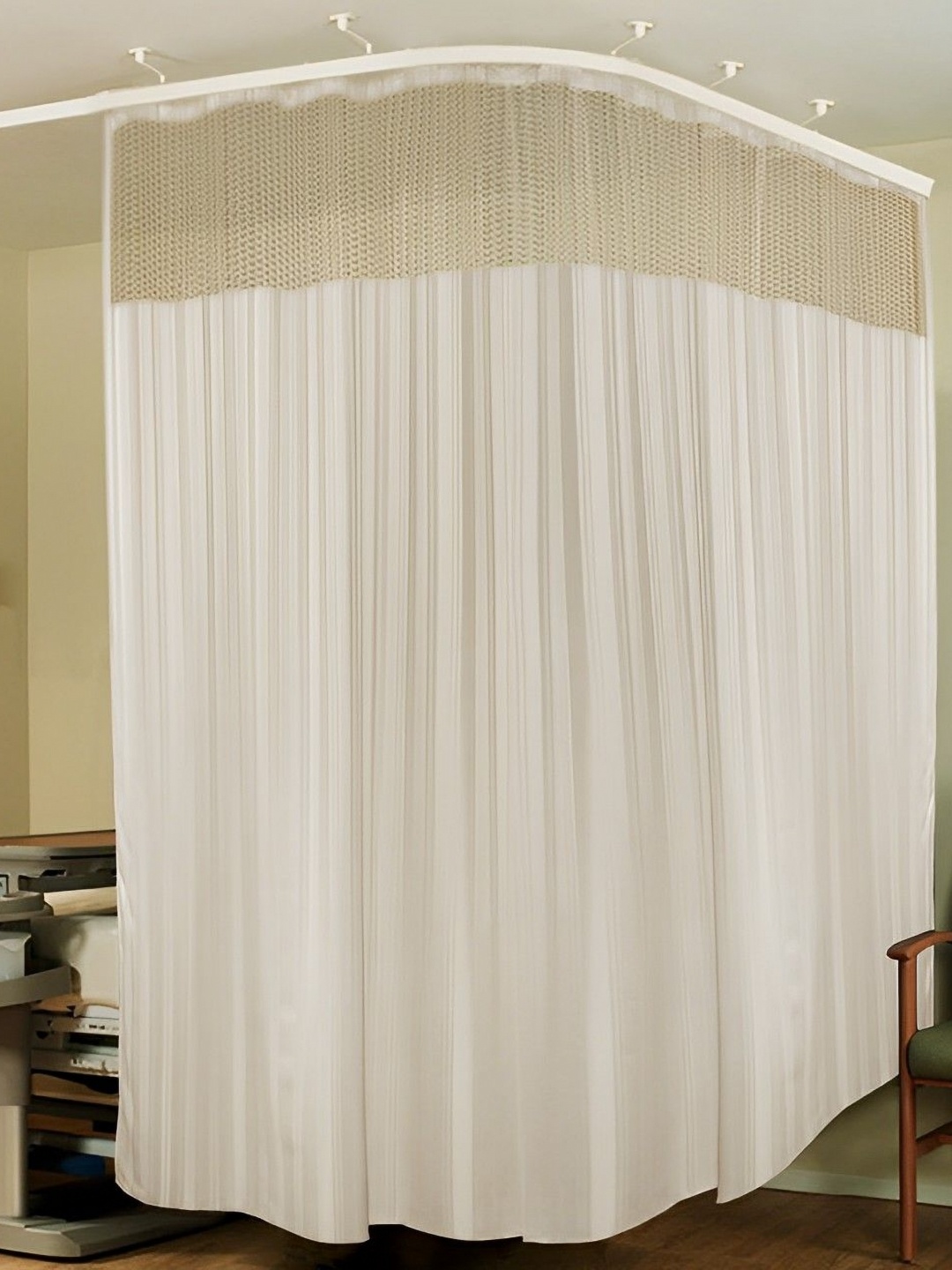 

Lushomes Cream Colored Clinic Curtain With Hooks