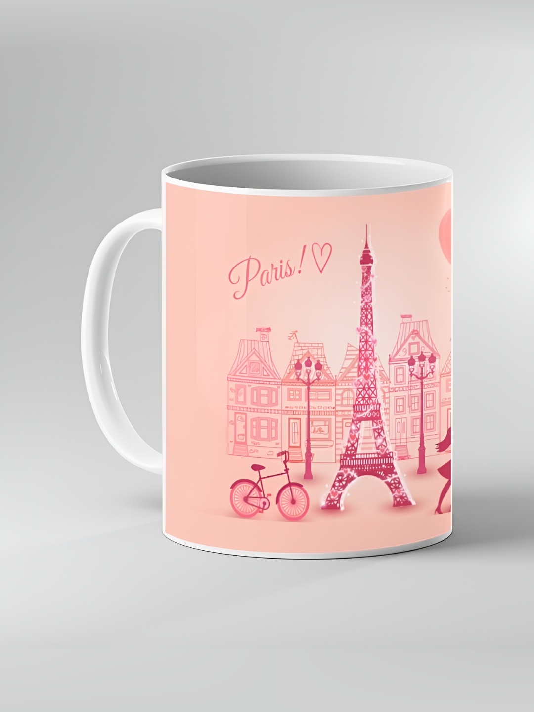 

Keviv White & Pink Printed Ceramic Coffee Mug 325 ml