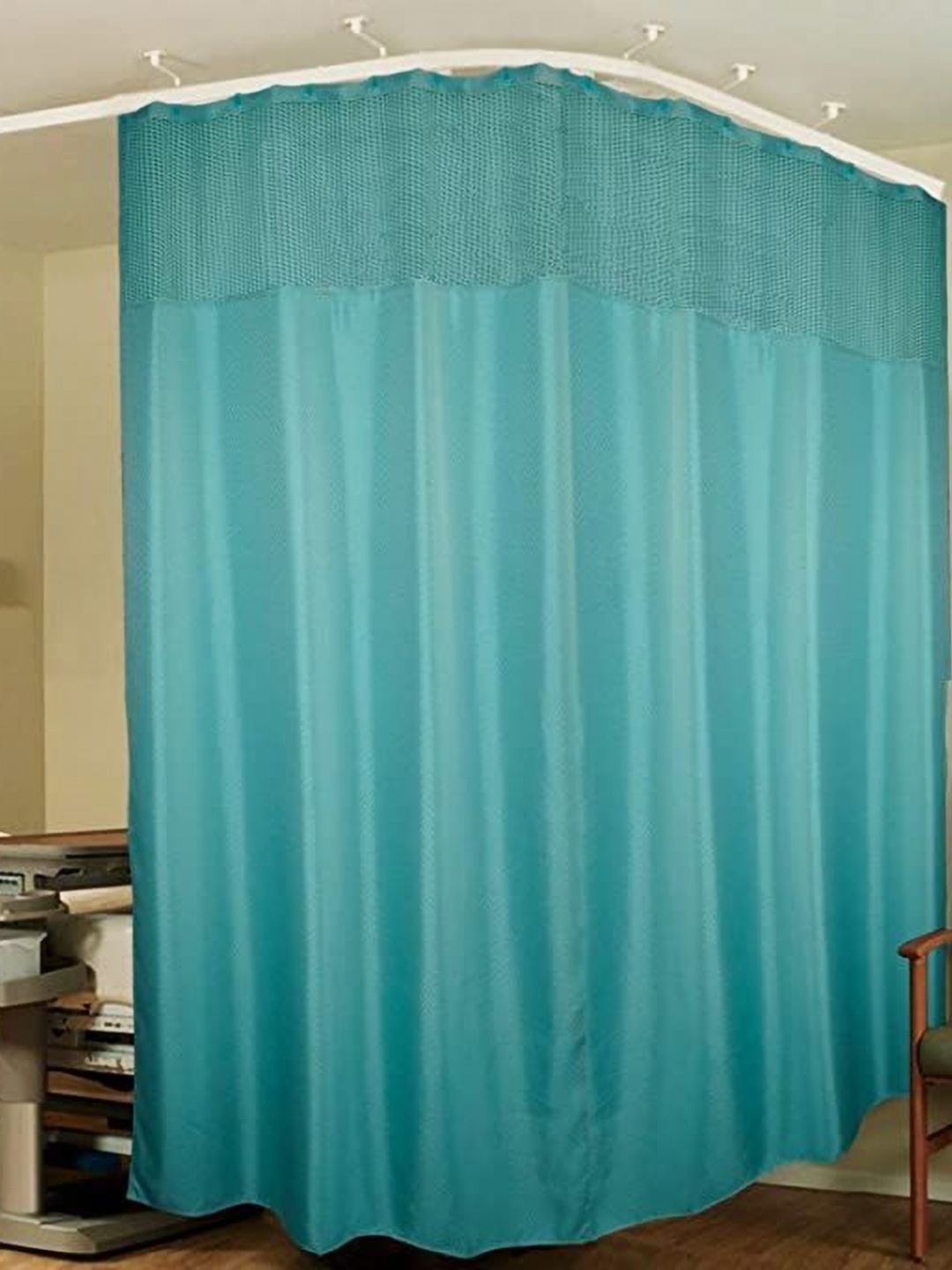 

Lushomes Green Zig Zag Woven Design Clinic Curtain With Hooks