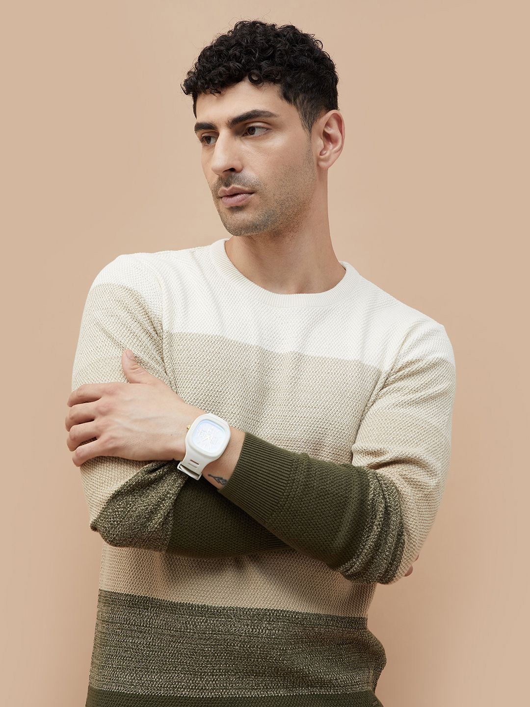 

CODE by Lifestyle Men Striped Cotton Sweatshirt, Green