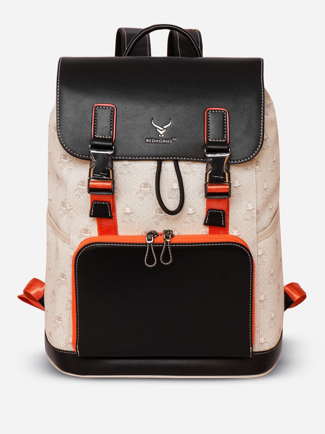 

REDHORNS Unisex Colourblocked Detail Backpack, Beige
