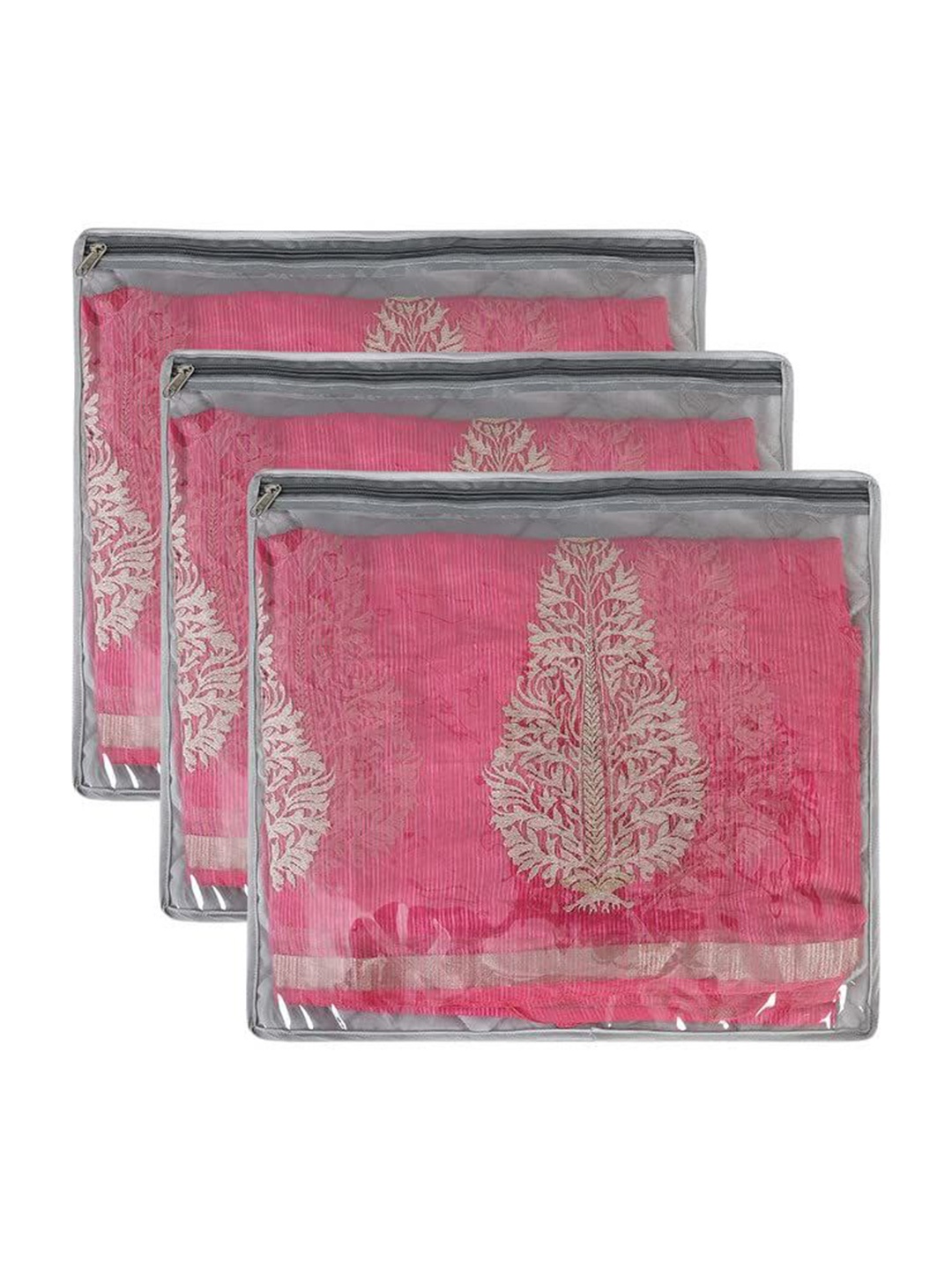 

prettykrafts Grey & Pink 3 Pieces Multi-Utility Organisers