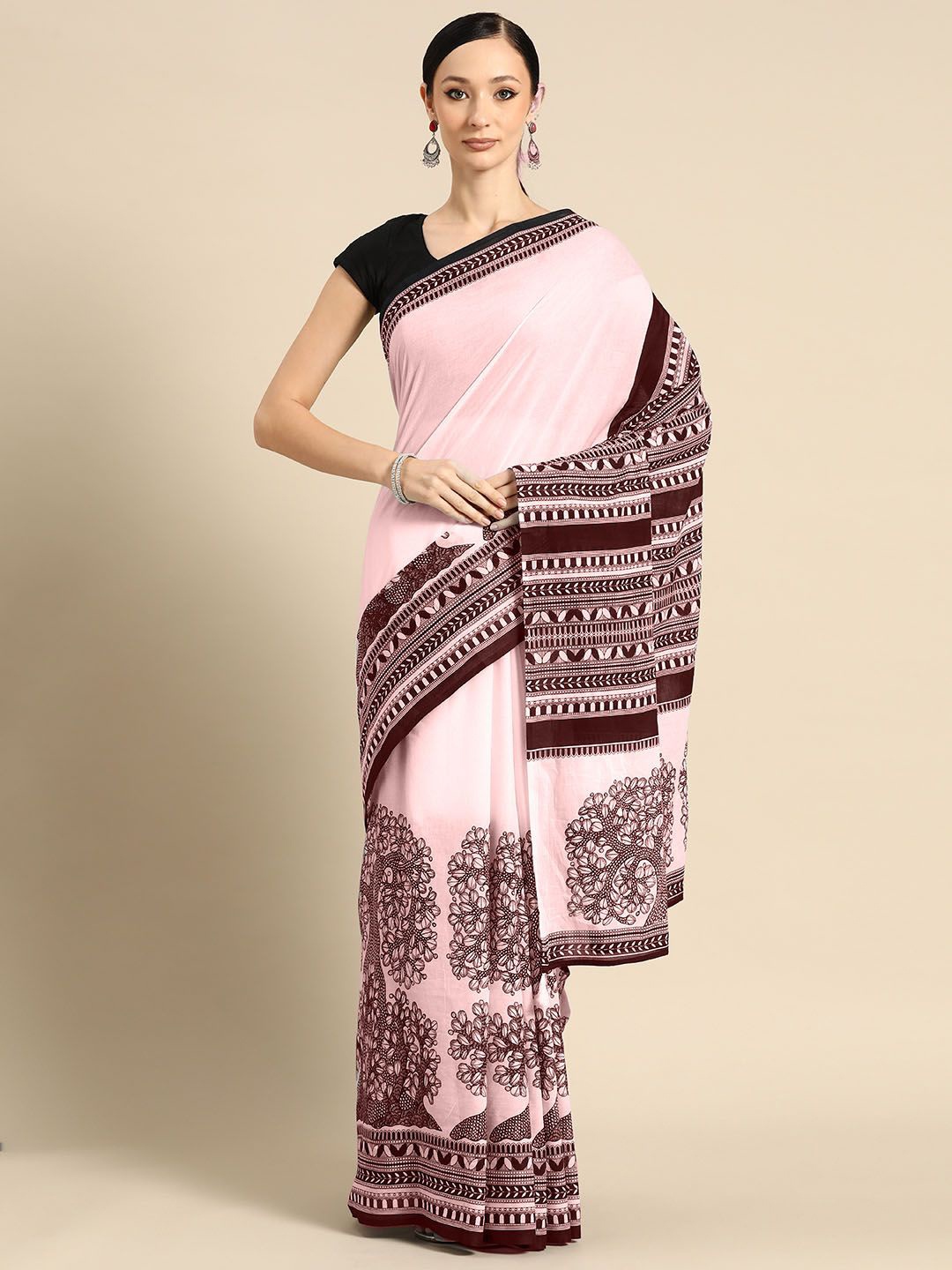 

BUTA BUTI Women Ethnic Motifs Printed Pure Cotton Saree, Mauve