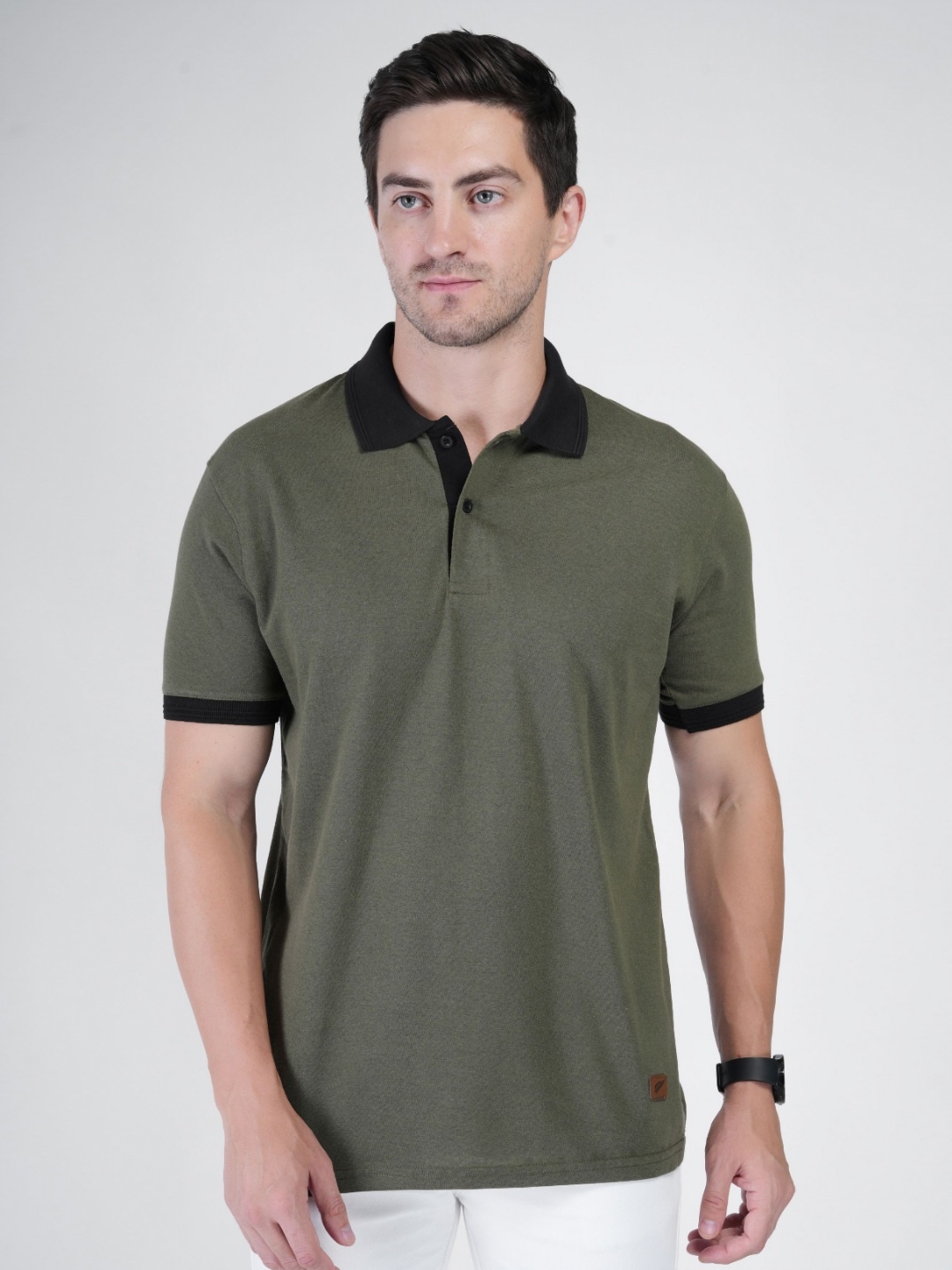 

Polo Plus Men Bio Finish Solid Polo Collar Cotton T-shirt, Olive