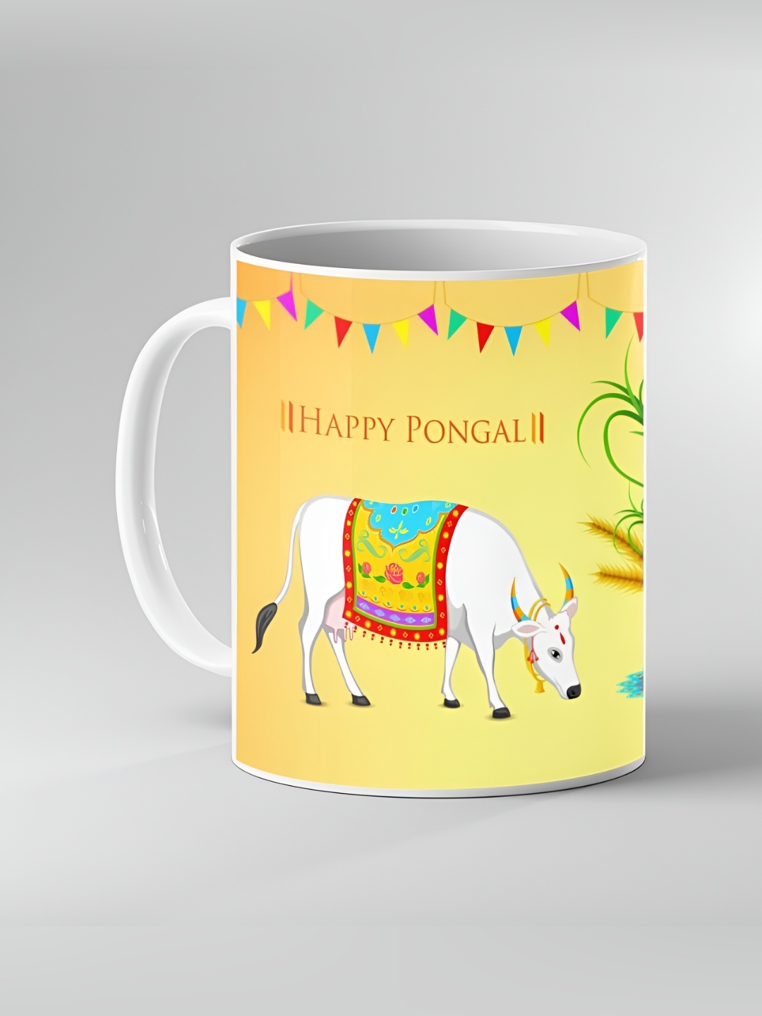 

Keviv White & Yellow Printed Ceramic Coffee Mug 325 ml