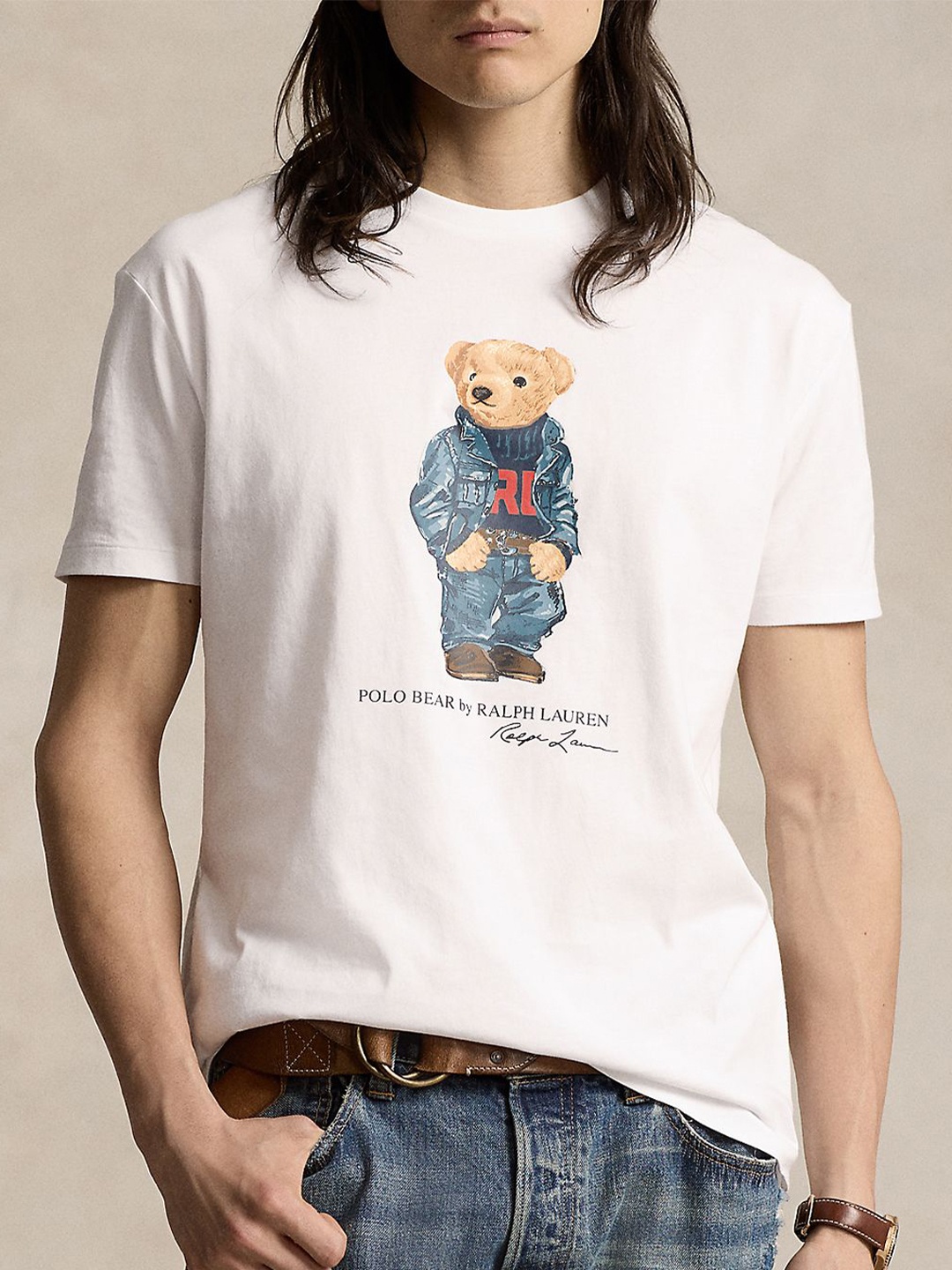 

Polo Ralph Lauren Men Graphic Printed Pure Cotton Slim Fit T-shirt, White