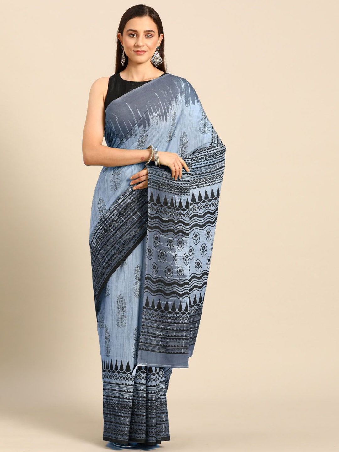 

BUTA BUTI Ethnic Motifs Pure Cotton Saree, Blue