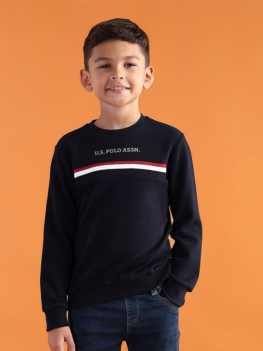 

U.S. Polo Assn. Kids Boys Printed Round Neck Sweatshirt, Navy blue