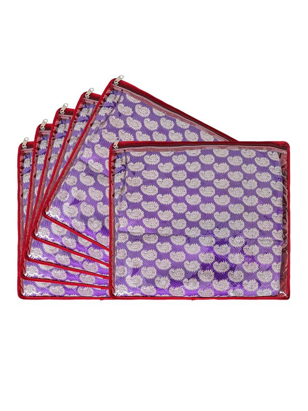 

prettykrafts Maroon & Grey 6 Pieces Printed Reusable Multi-Utility Organisers