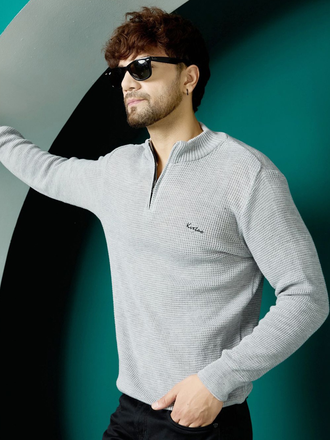 

KVETOO Men Pullover, Grey