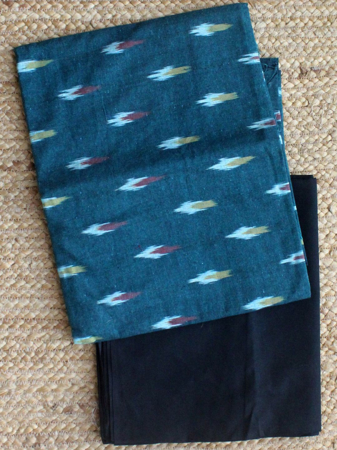 

Weaves of Tradition Geometric Woven Design Pure Cotton Unstitched Dress Material, Teal