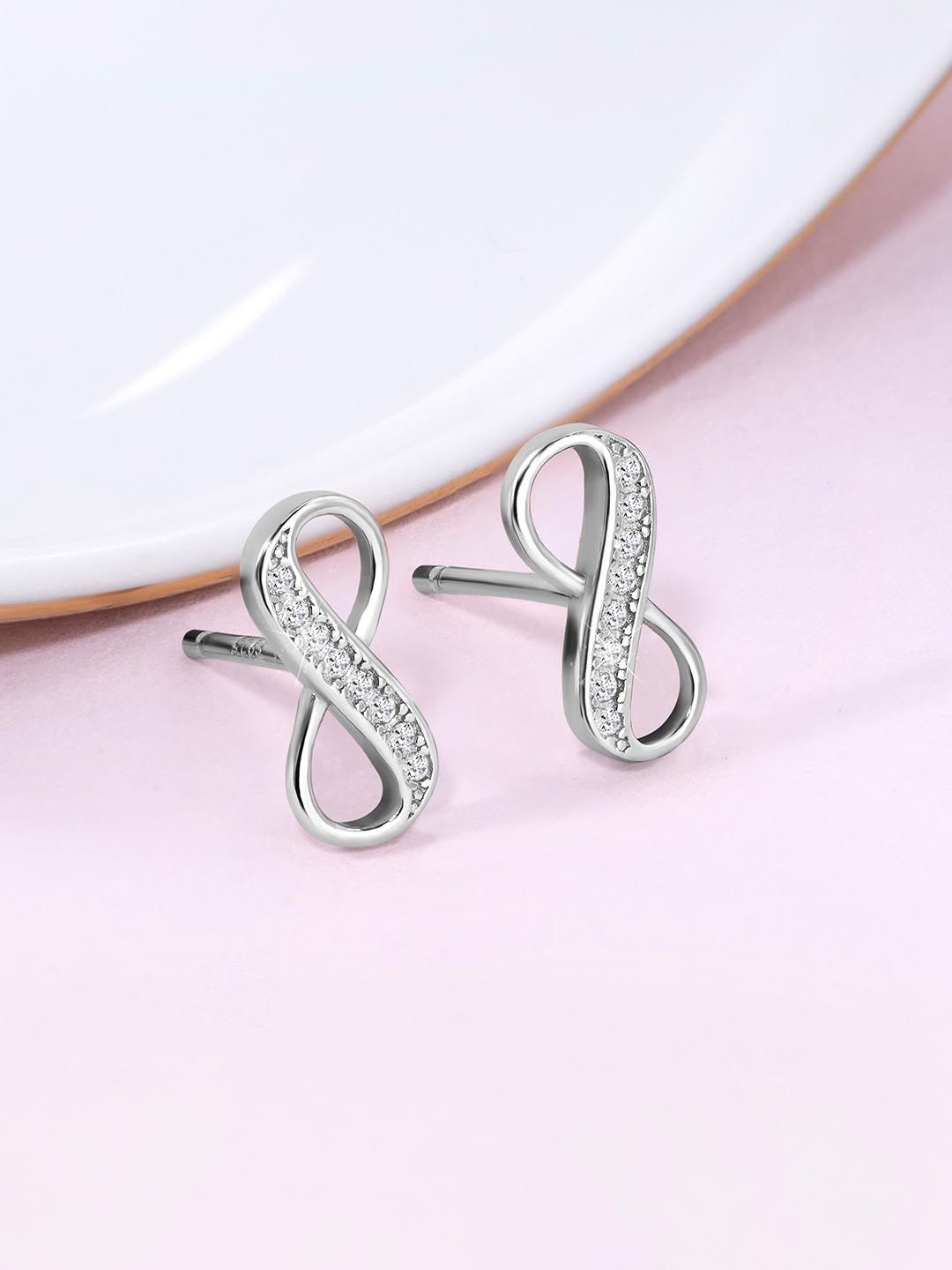 

Silvora by Peora 925 Sterling Silver Rhodium-Plated Contemporary Cubic Zirconia Studs