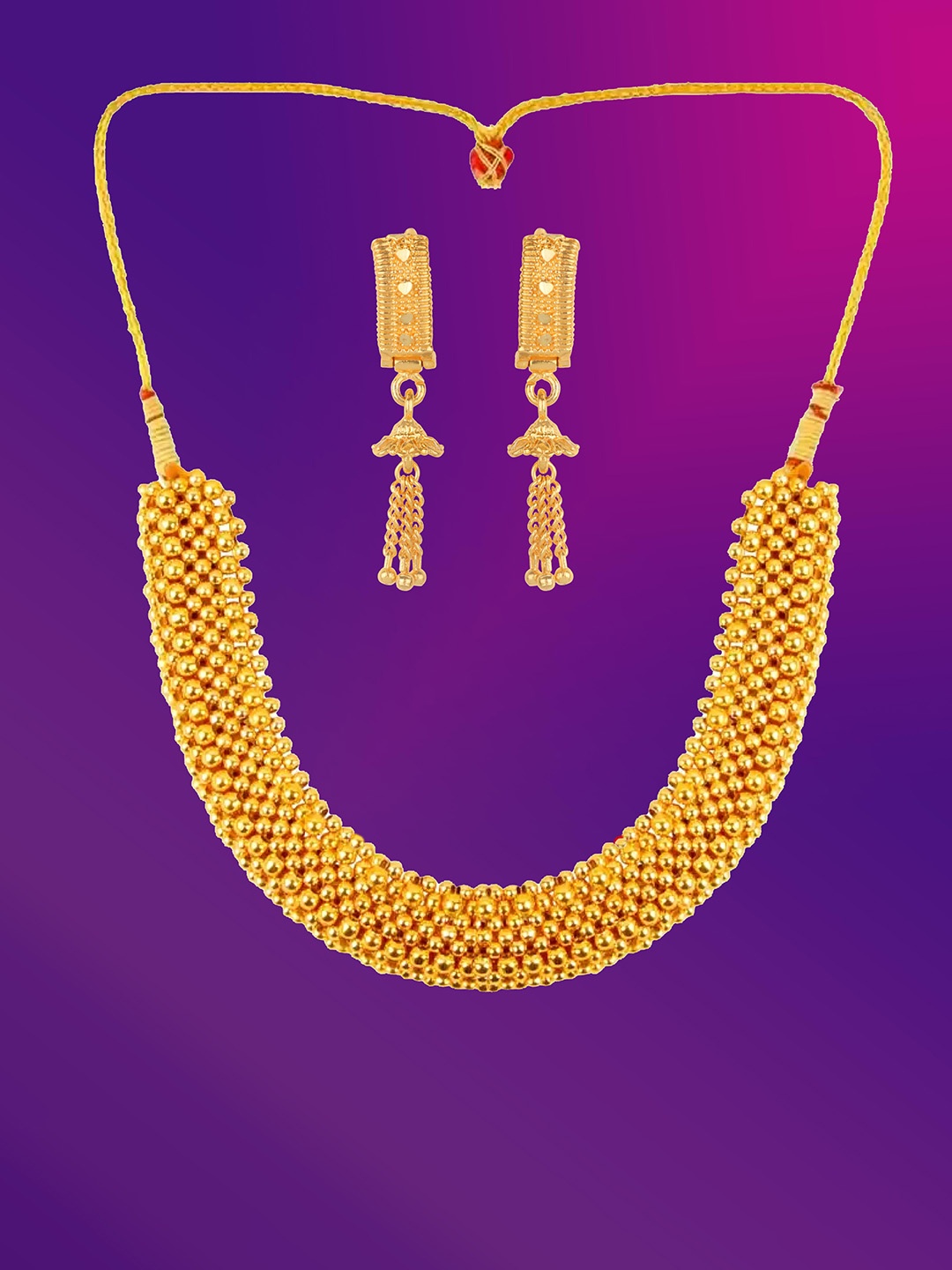 

Lila Gold-Plated Beadded Choker Jewellery Set