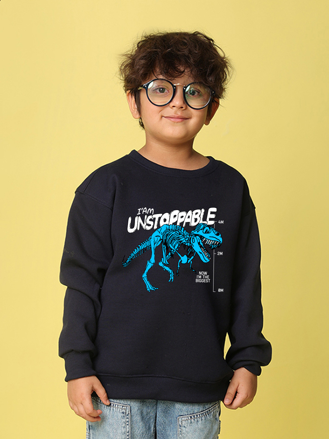 

NUSYL Boys Printed Oversized Sweatshirt, Navy blue