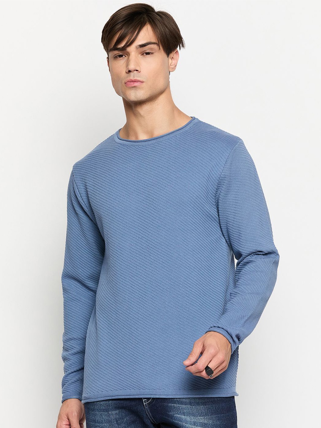 

GABBLE & WOLSH Men Cable Knit Pullover, Blue