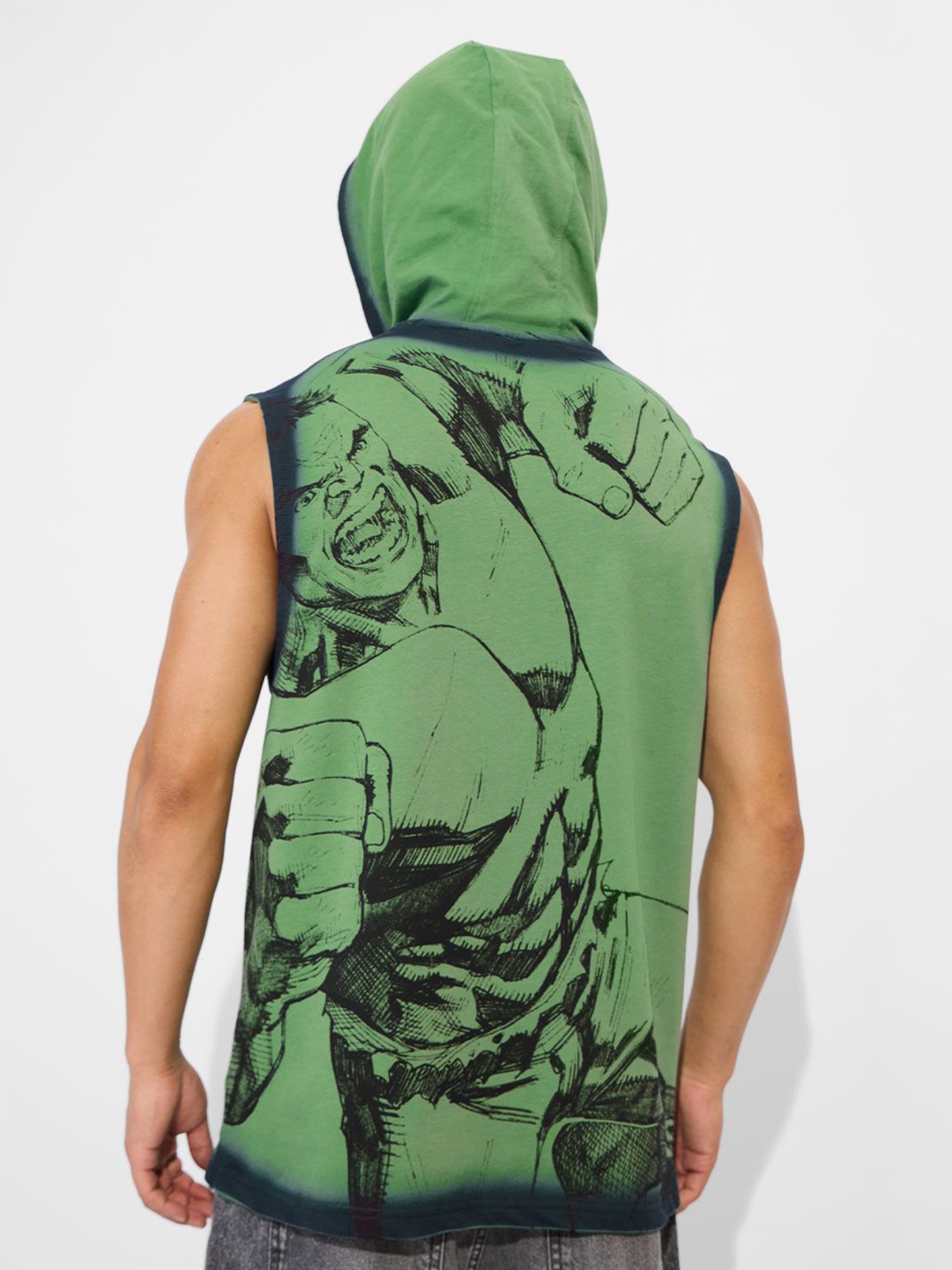 

The Souled Store Men Graphic Printed Hood Cotton T-shirt, Green