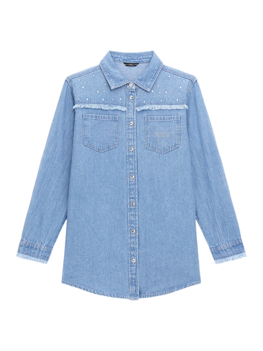 

GUESS kids Girls Solid Shirt Style Top, Blue