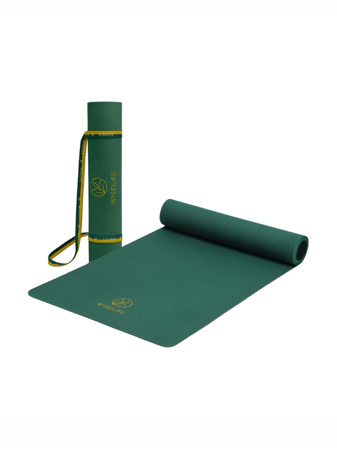 

WiseLife Green Rectangular Anti-Skid Yoga Mat With Straps