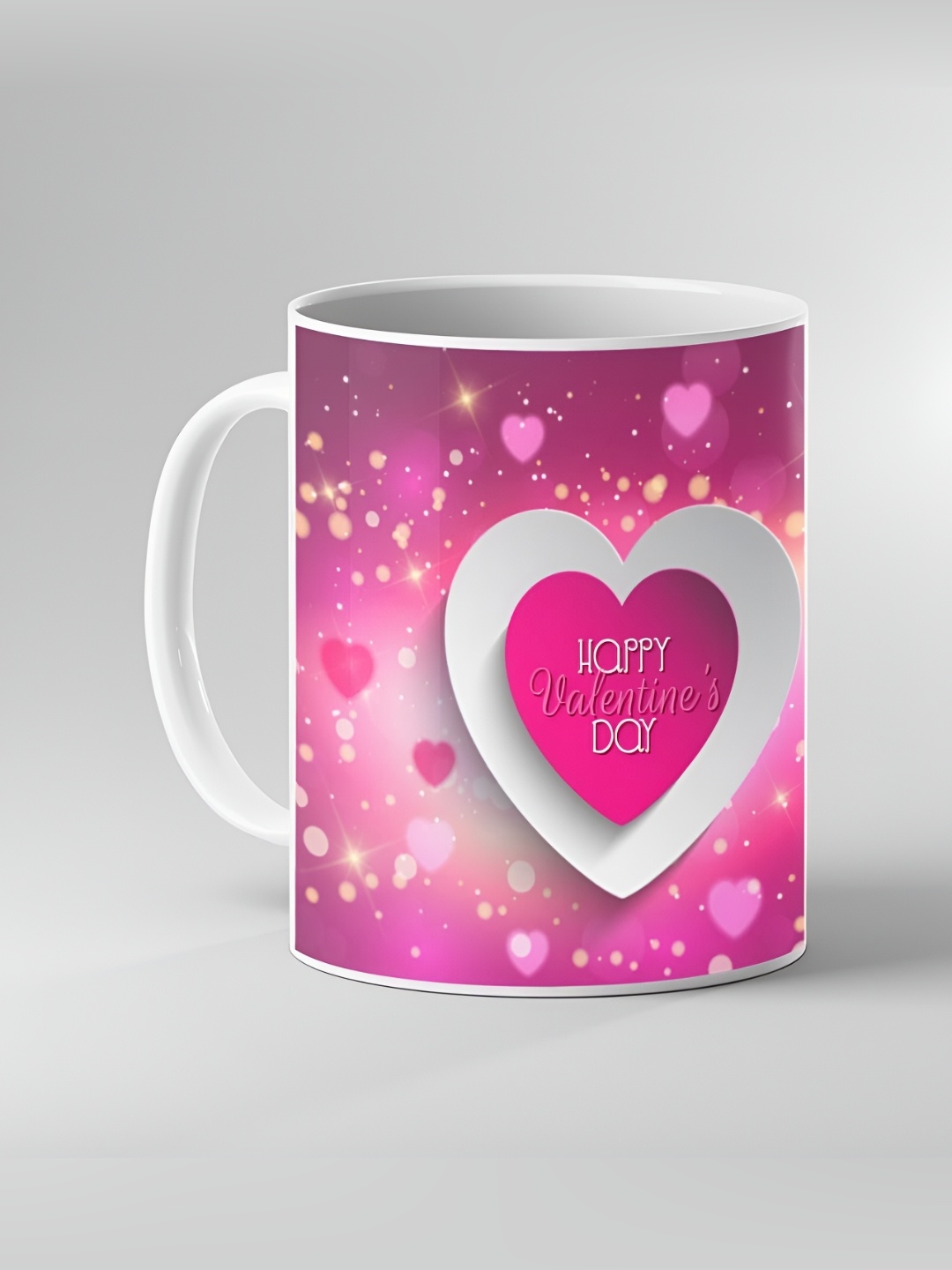 

Keviv White & Pink Printed Ceramic Coffee Mug 325 ml