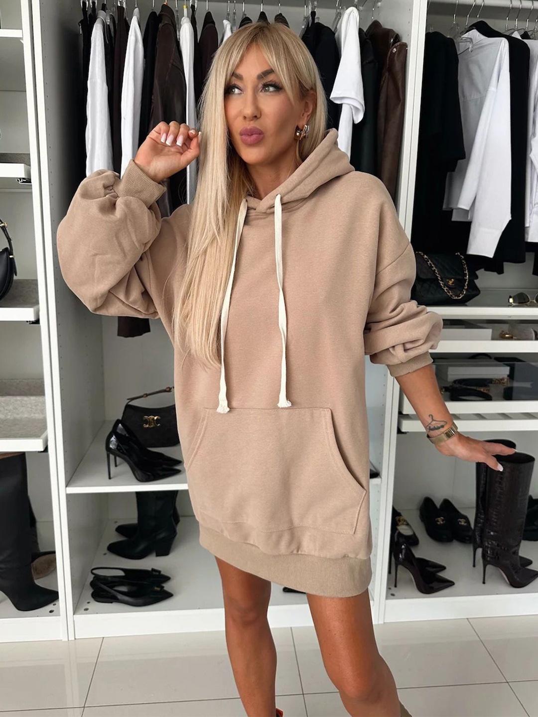 

StyleCast x Revolte Women Hooded Sweatshirt, Khaki