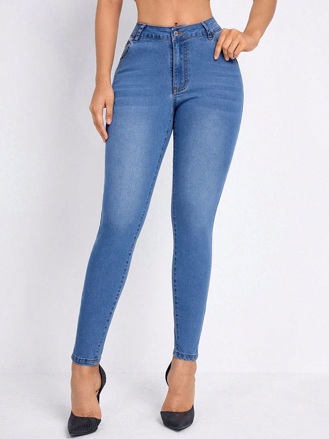 

StyleCast x Revolte Women Skinny Fit Light Fade Jeans, Blue