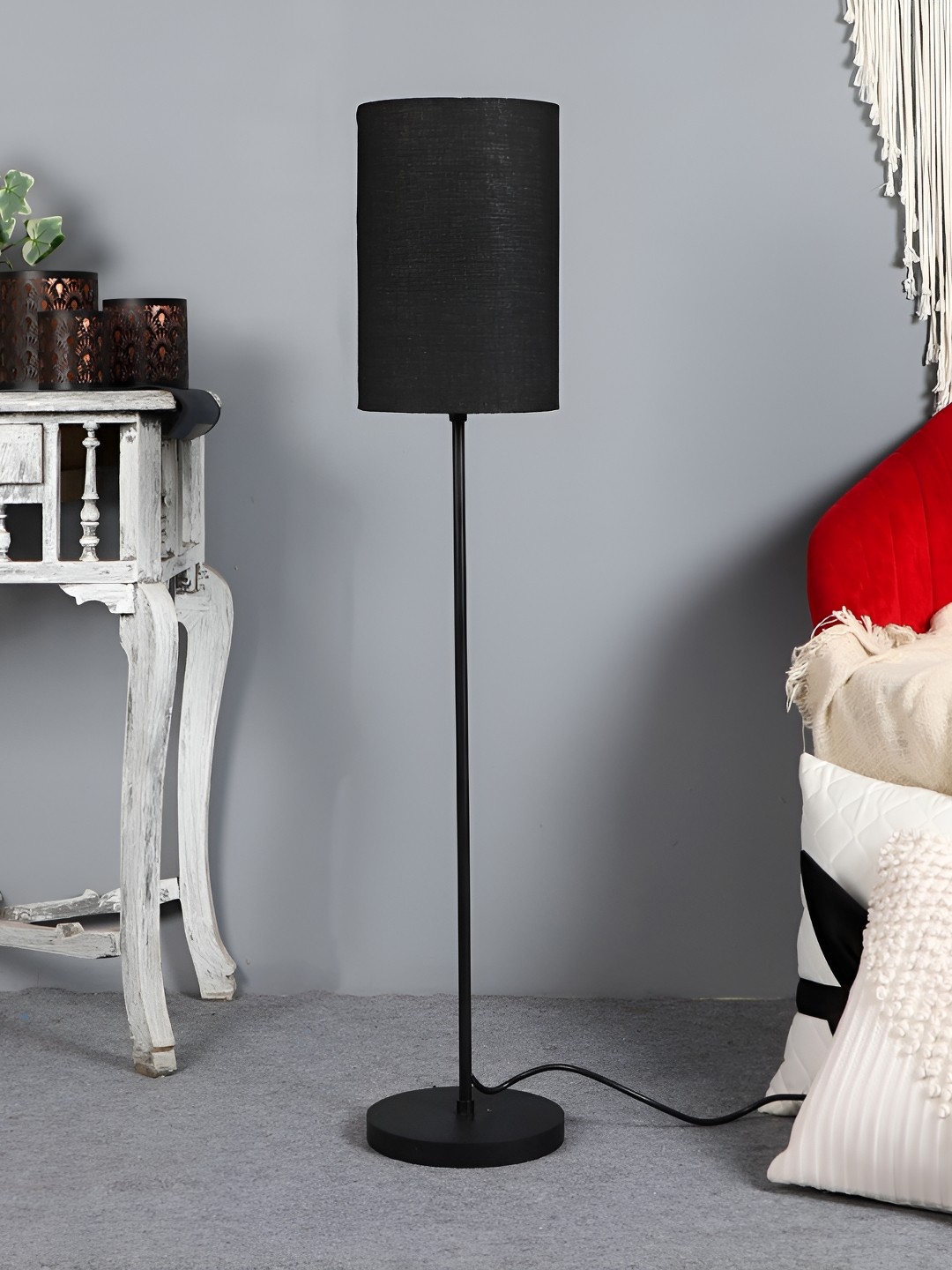 

pristine interiors Black Wooden Floor Lamp With Shade