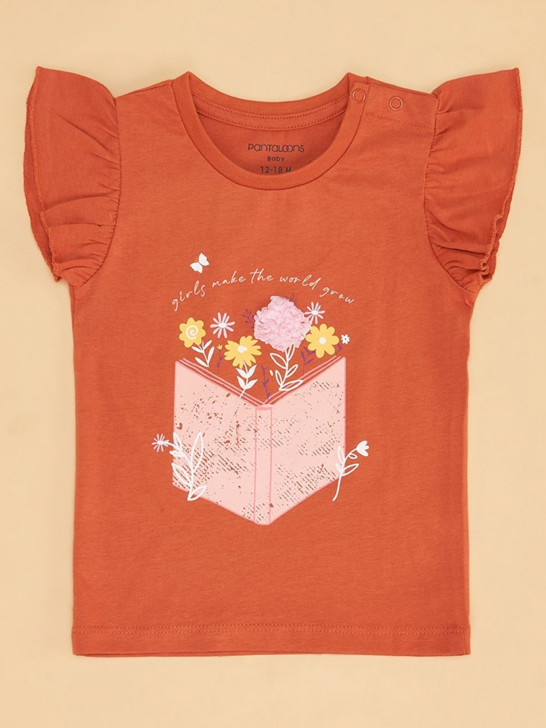 

Pantaloons Baby Girls Applique T-shirt, Rust