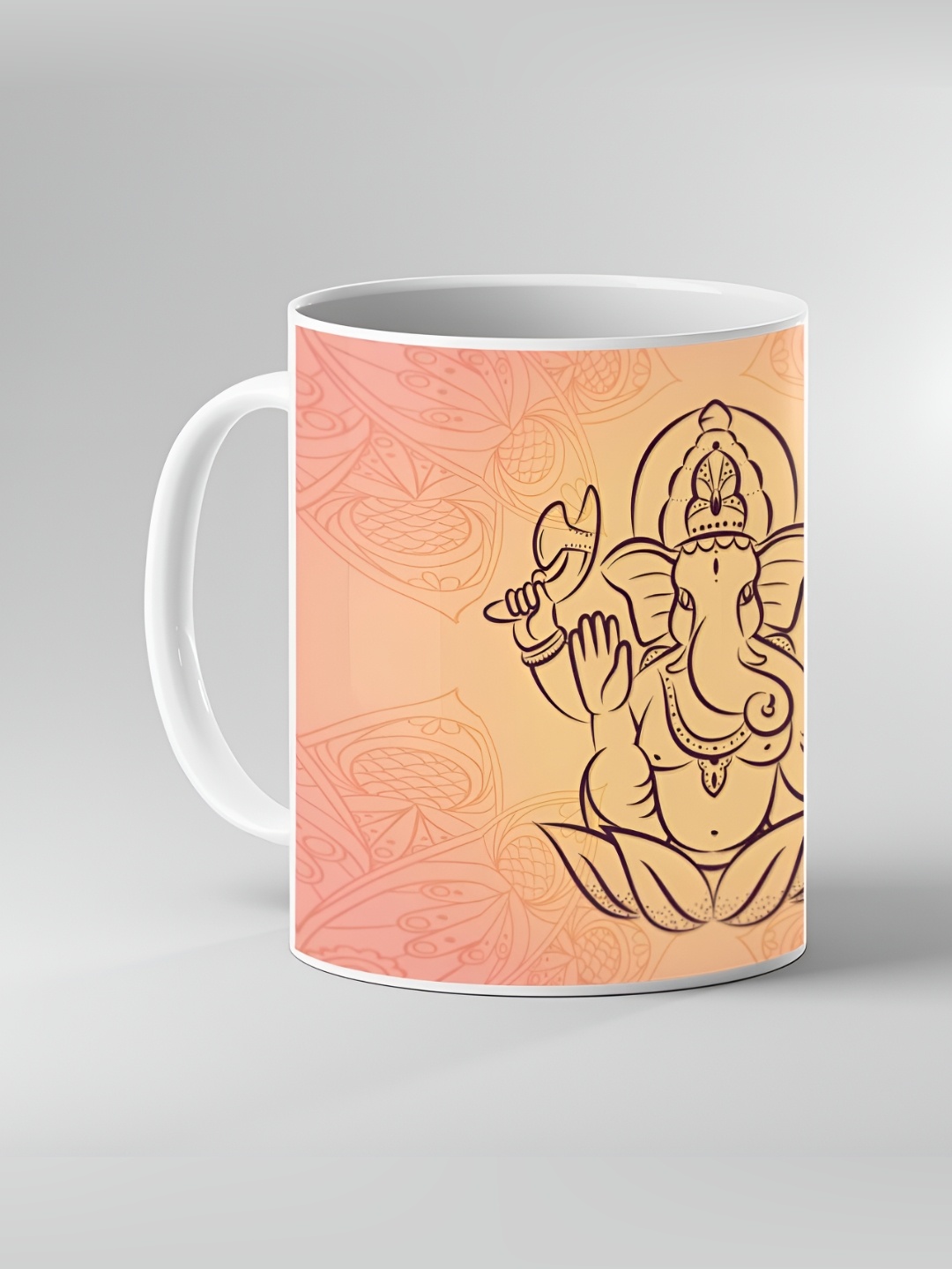 

Keviv White & Pink Ganesha Printed Ceramic Glossy Mugs 325 ml