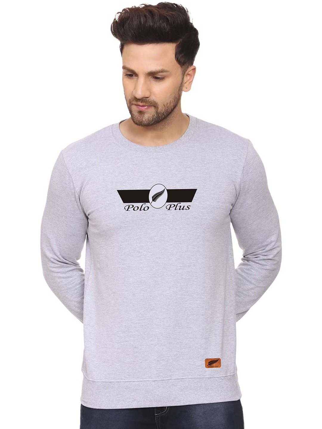 

Polo Plus Men Printed Pullover Sweatshirt, Grey