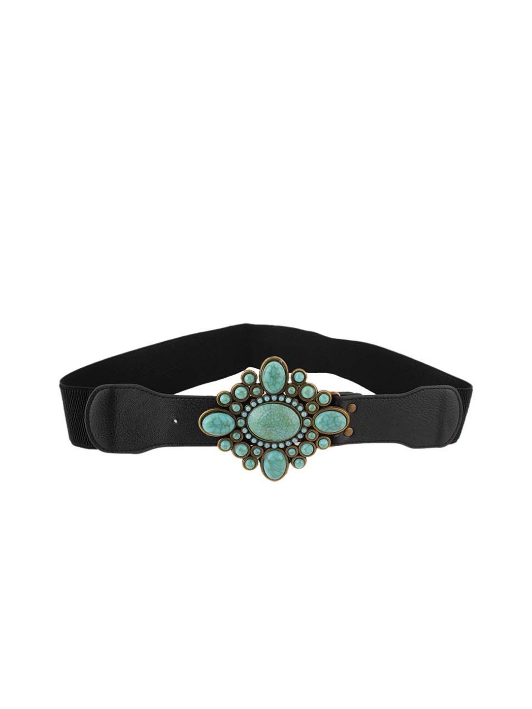 

Style Shoes Women Push Pin Closure Stretchable Textured Belt, Black