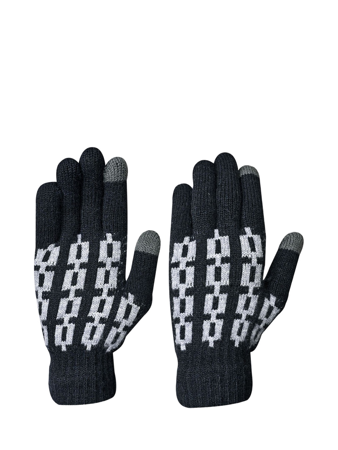 

LOOM LEGACY Men Patterned Acrylic Winter Gloves, Black