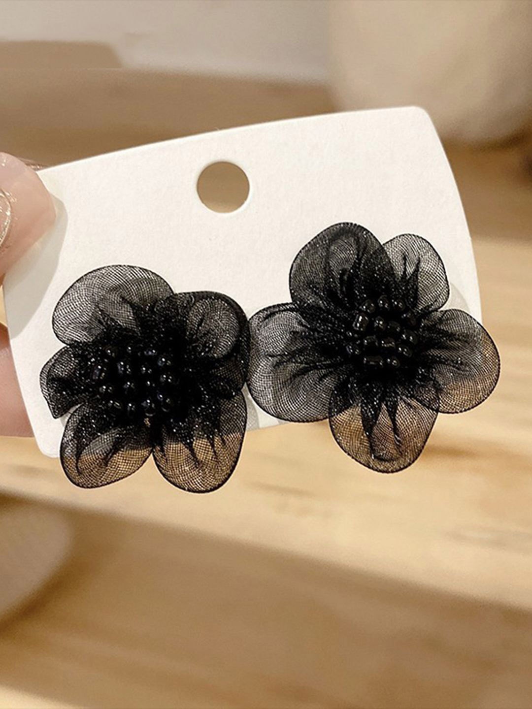 

KRENOZ Floral Studs Earrings, Black