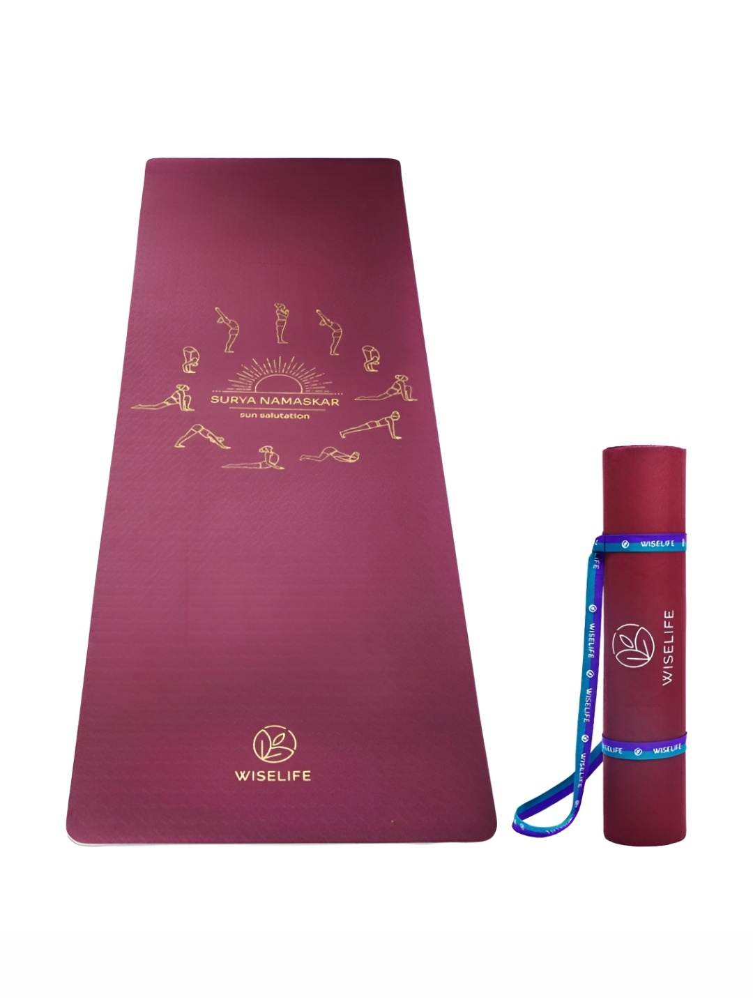 

WiseLife Maroon Printed Rectangular Anti-Skid Yoga Mat With Straps