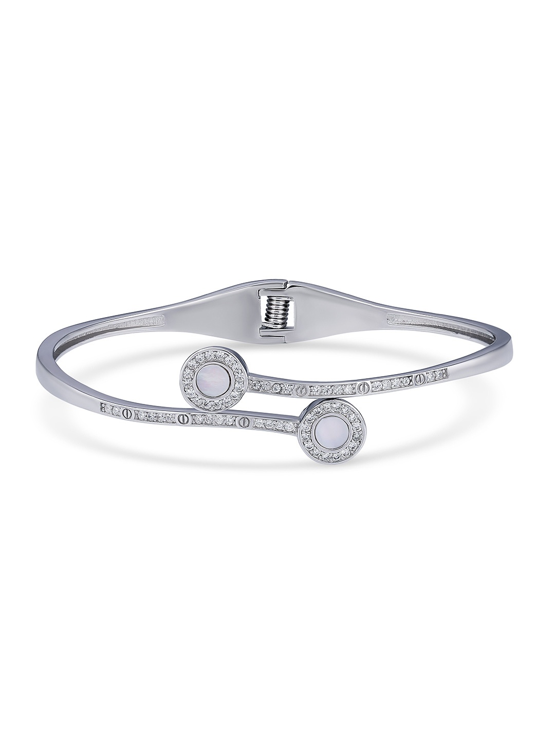 

DressBerry 925 Sterling Silver Cubic Zirconia Rhodium-Plated Bangle-Style Bracelet