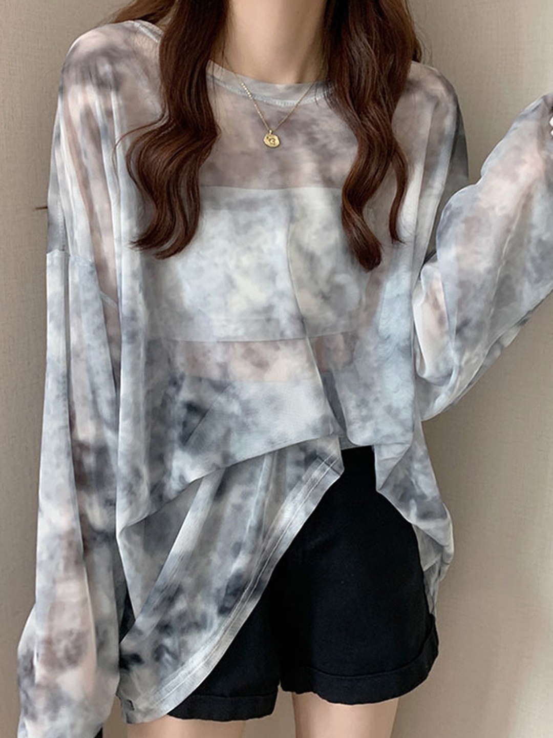 

LULU & SKY Women Dyed Round Neck Top, Grey