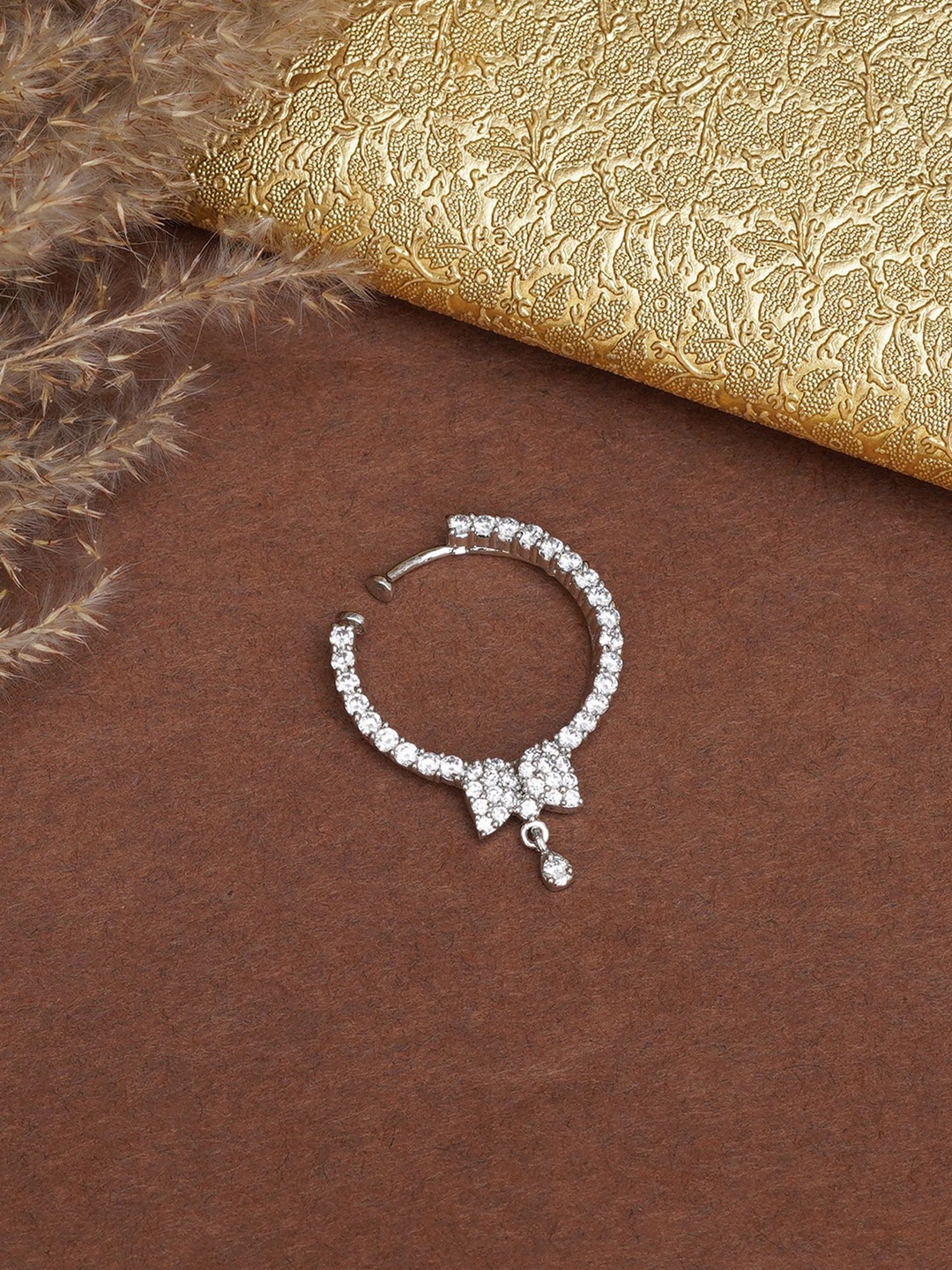 

Mali Fionna Silver-Plated Stones Studded Nose Ring