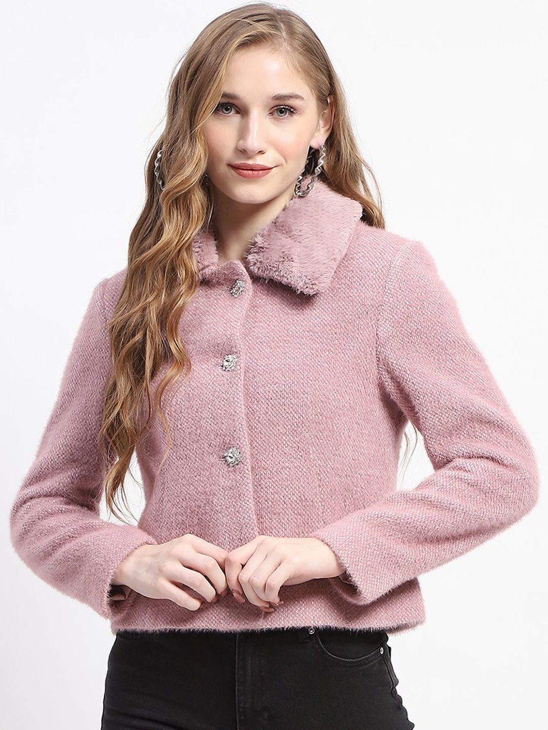 

Madame Single-Breasted Long Sleeves Overcoat, Purple